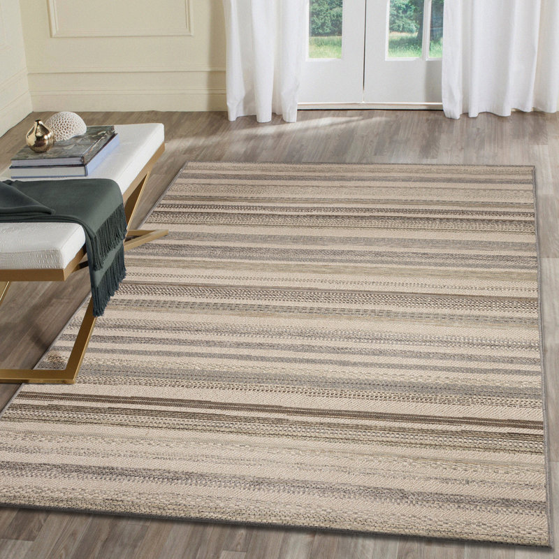 Madis Stripe Indoor/Outdoor Area Rug Neutral, Rectangle 6'6" x 9'4"