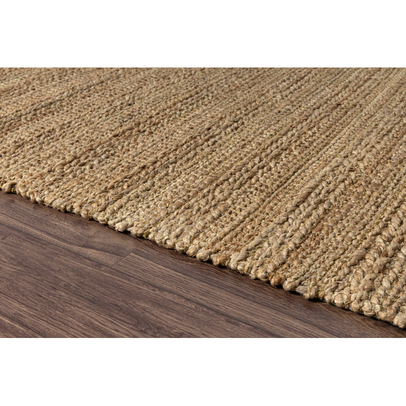 Modern Farmhouse Handmade Natural Fiber Jute Indoor Area Rug with Cotton Backing, Rectangle 5' x 7'9", Brown/Tan