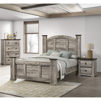 Contemporary 1Pc King Size Poster Bed Wooden Bedroom Furniture
