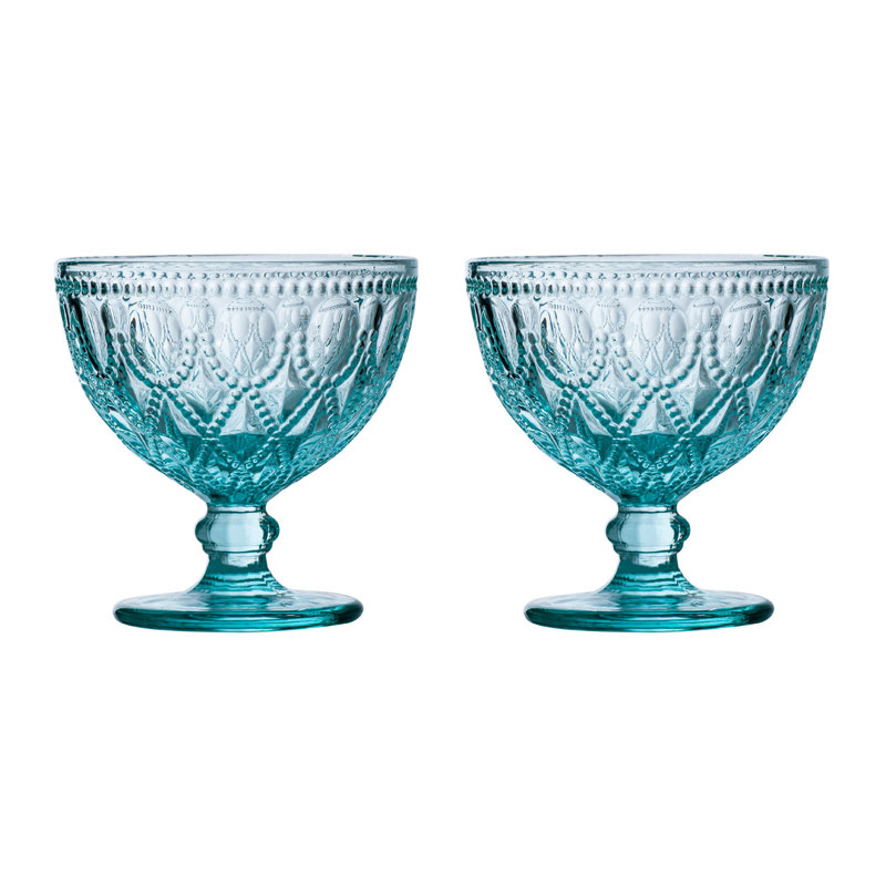 Astoria Grand Fleur Glass Serving Bowl, Blue