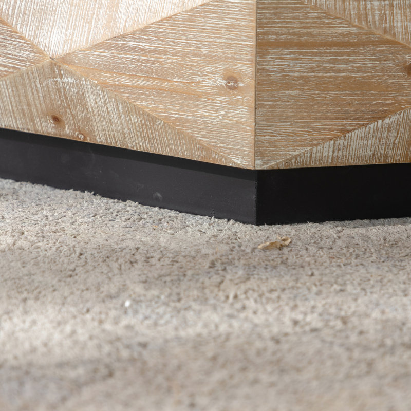 Petite table basse rustique en bois, hauteur 14,18 po, éléments rétro, pour espaces compacts dans la boutique Octogone tridimensionnel concave concave, style, appartement et réception