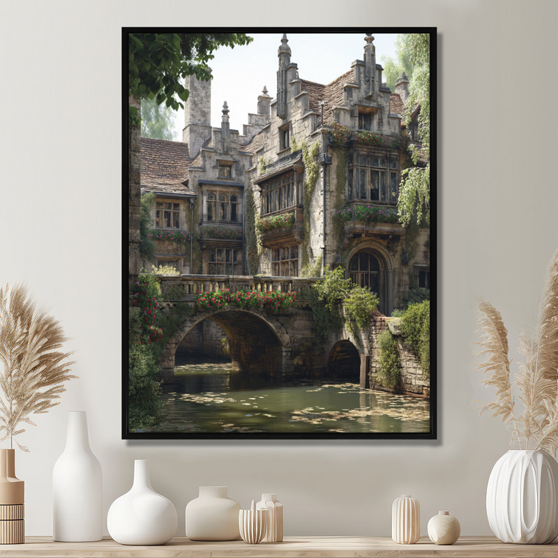 Noisettier - Châteaux, art mural, Cadre flottant noir, H 20 po x l 12 po