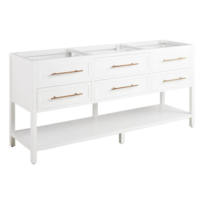 72" Robertson Double Bathroom Vanity Set with Oval Undermount Sinks, White, 8" Widespread, Carrara Marble