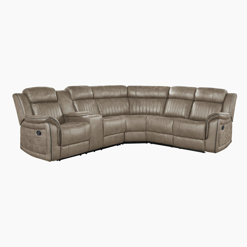  Canapé modulaire inclinable en microfibre 3 pièces 99 po Brasilia, Sandy Brown Microfiber