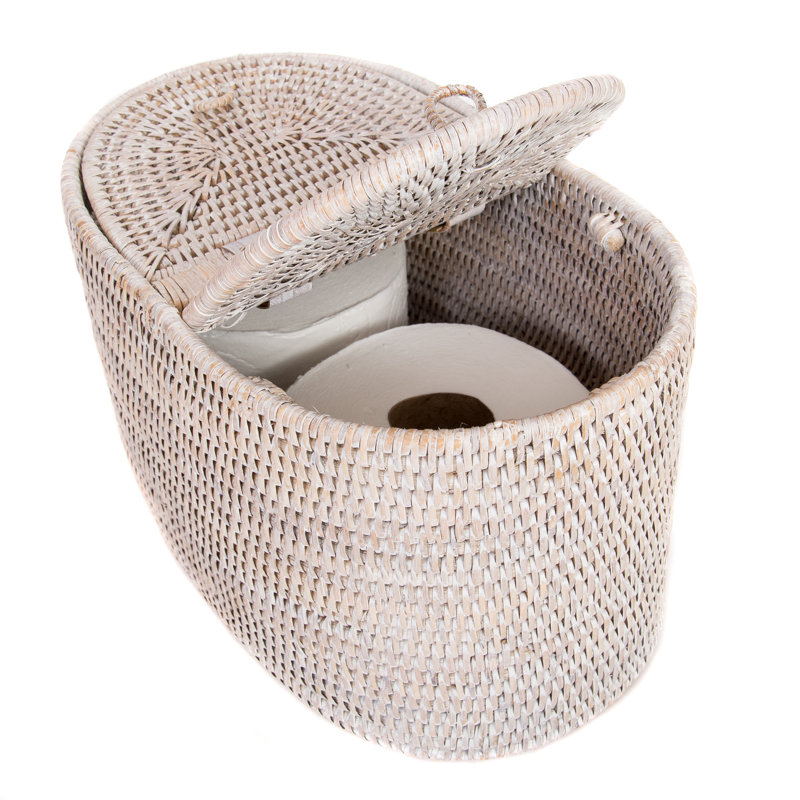 Couvre-boîte à mouchoirs en rotin Esmeray, Blanc délavé