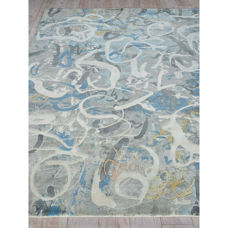 Gianni Abstract Area Rug in Blue, Rectangle 6' x 9'