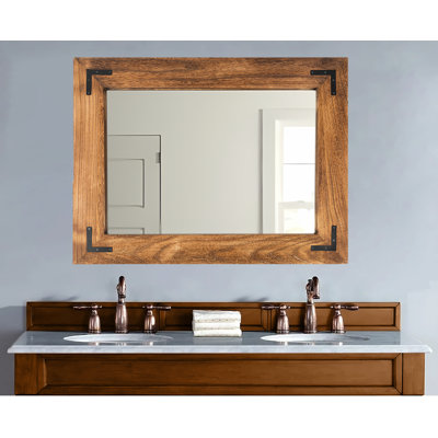 34 x 24 Inch Rustic Wooden Framed Wall Mirror Living Room or Bathroom Vanity