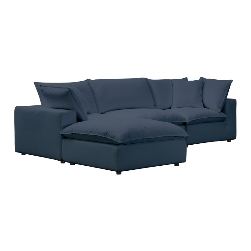 Ellaria Upholstered Ottoman, Navy Blue Velvet