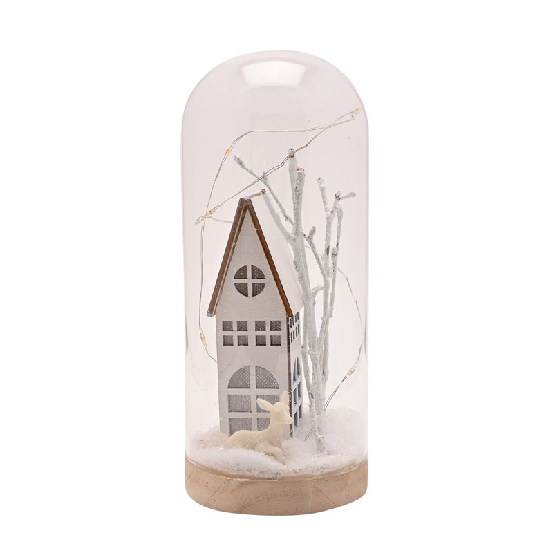 LED Christmas House and Snow Glass Decoration