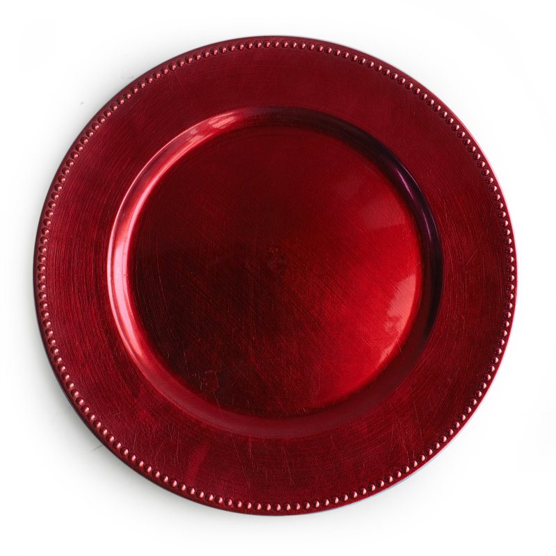 Chargeur en mélamine 13 po Octavian Beaded, Rouge
