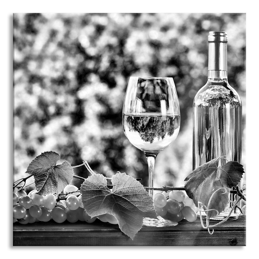 Glasbild Wein und Weintrauben