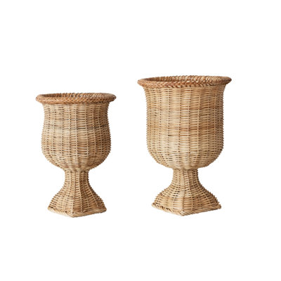 Woven Rattan Urn Set