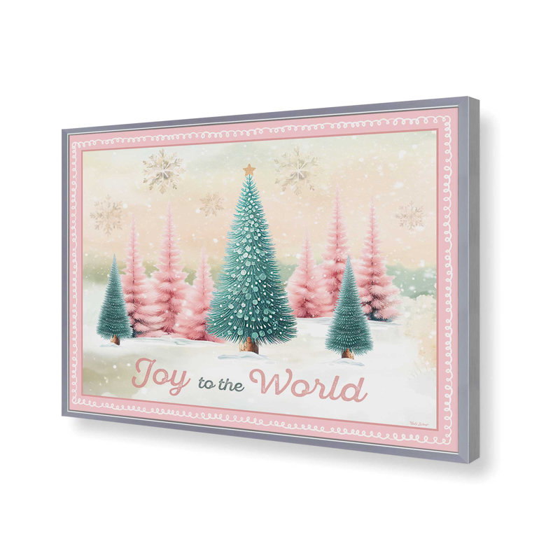 «Joy to the World Trees» par Nicole DeCamp, reproduction d'art, Argent, L 32 po x H 24 po, Impression encadrée