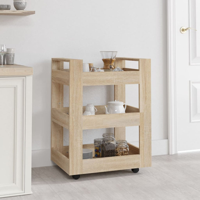 Kalyonka Wood Kitchen Cart, Sonoma Oak