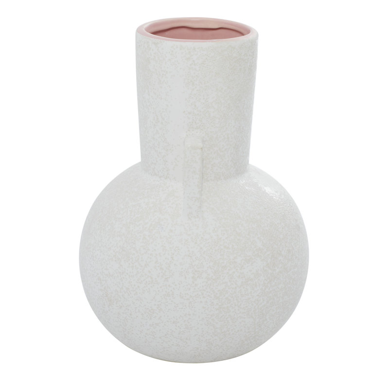 Cosmoliving By Cosmopolitan White Ceramic Modern Vase, 8" X 11"