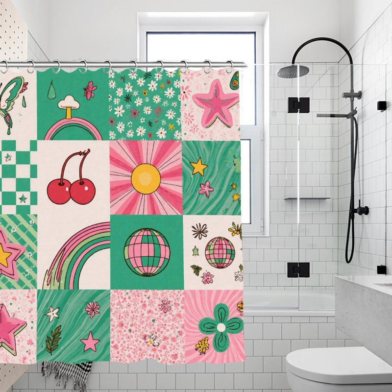 Rideaux de douche Vintage Collage Elements pour salle de bain, 71 x 71