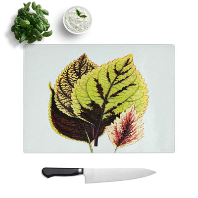 Tempered Glass Assortment of Leaves Chopping Board