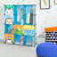 Armoire 4 cubes à 12 niveaux avec motif animalier et 2 tringles suspendues bleues