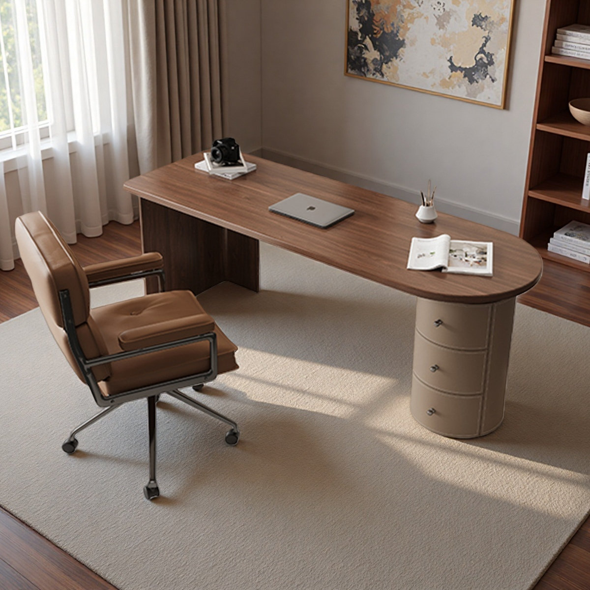 Hokku Designs Modern Large U-Shaped Office Desk with 3 Drawers ...
