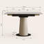 Table de salle à manger rétractable à dalle de roche pliante, table carrée extensible moderne avec base en acier inoxydable revêtue de cuir, table de cuisine à double usage pour les petits appartements