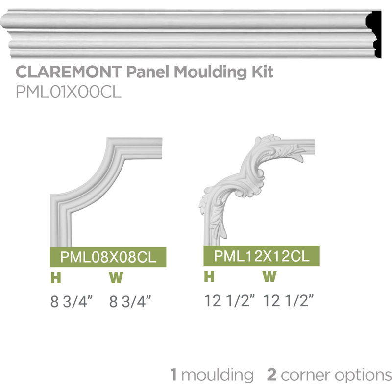 1 3/4"H x 1/2"P x 94 1/2"L Claremont Panel Moulding