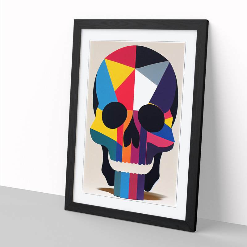 Skull Geometric - Wall Art, 64cm H x 46cm W x 2cm D, Walnut