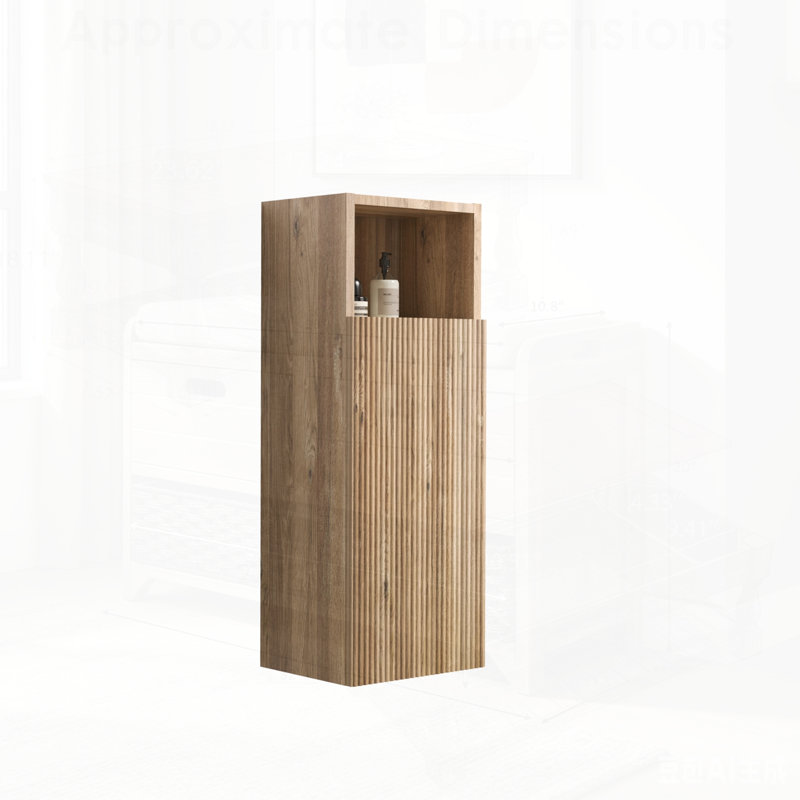 Armoire latérale flottante pour salle de bain en chêne brut, fixation murale pour petits espaces, assemblage facile, solution de rangement durable et élégante