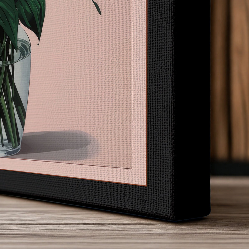 Blooms in Glass Botanical - Wrapped Canvas, 36x24 - 91.4 x 61.0 cm, Black Border