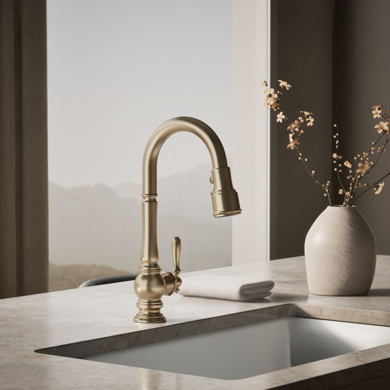 Artifacts® Pull Down Bar Faucet with Accessories, Vibrant Brushed Bronze