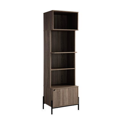 Armoire de rangement Bakers taupe foncé, une porte et quatre tablettes ouvertes pour le style taupe à la maison - présentoir 4 tablettes, 1 avec compartiment à micro-ondes à poignée d'une capacité maximale de l 20 po x P 14 po et d'une capacité de 10 lb