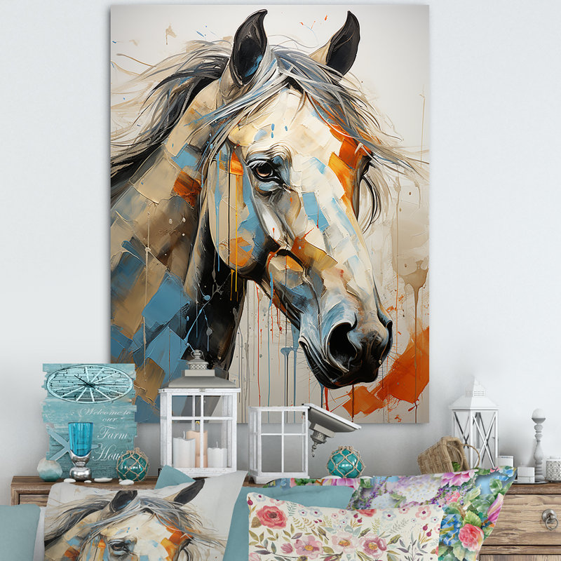 Portrait de cheval grâce II, H 44 po x l 34 po x P 1,5 po, Toile tendue