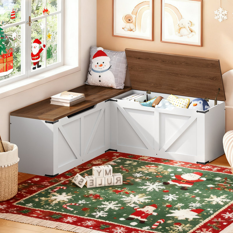Banc de rangement en L Farmhouse