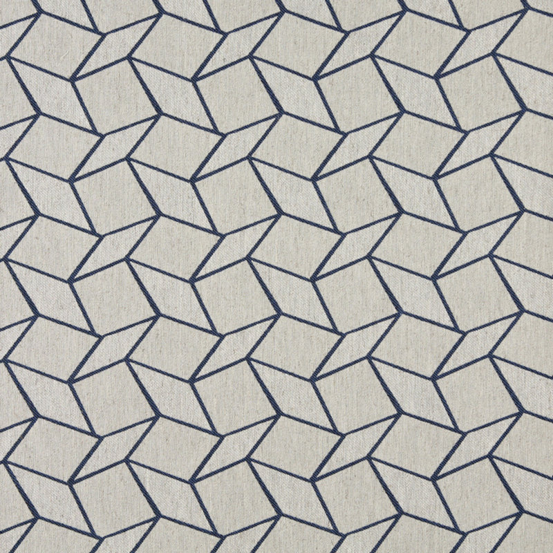 Tissu de lin géométrique, Blanc / noir 2
