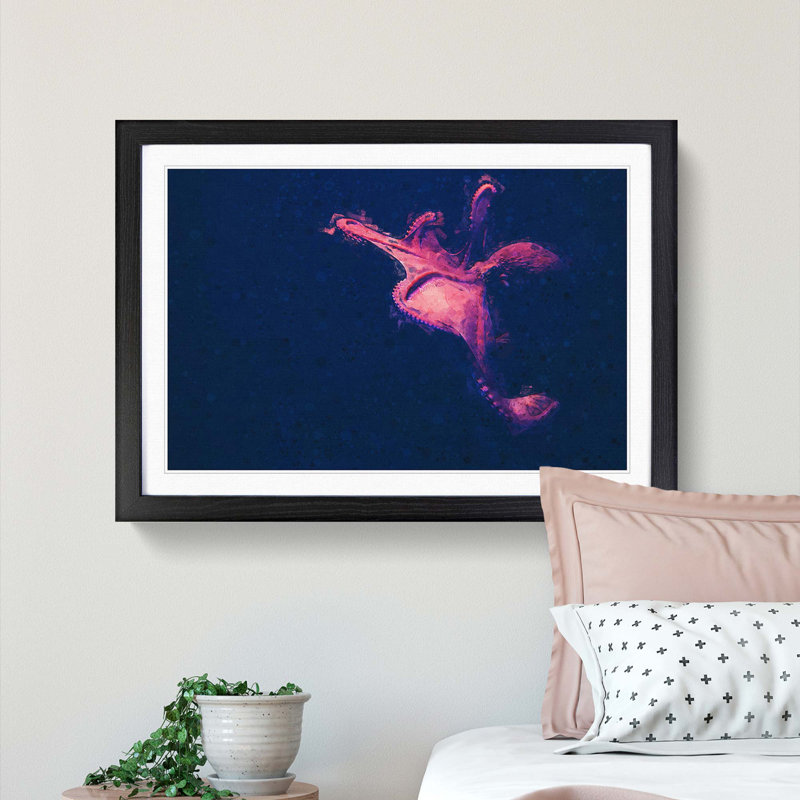 The Octopus in Abstract - Picture Frame Graphic Art Print, Black Framed, 62cm H x 87cm W x 2cm D