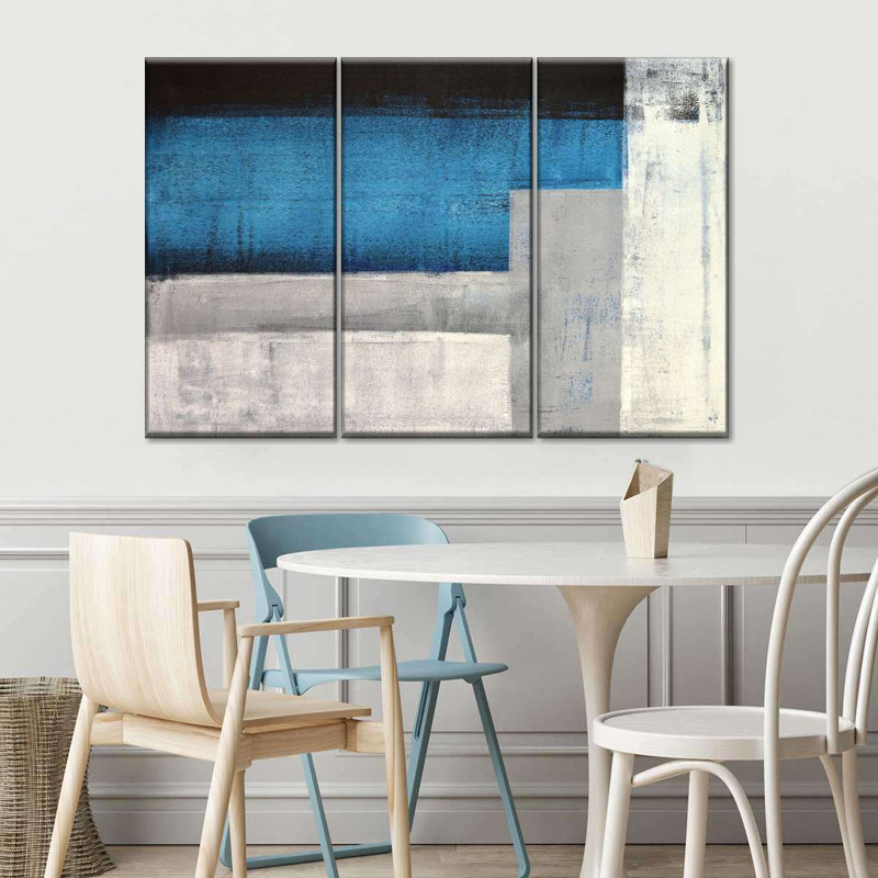 Ensemble de 3 pièces abstraites d'art moderne abstrait sur toile, H 38 po x l 24 po x P 1,25 po