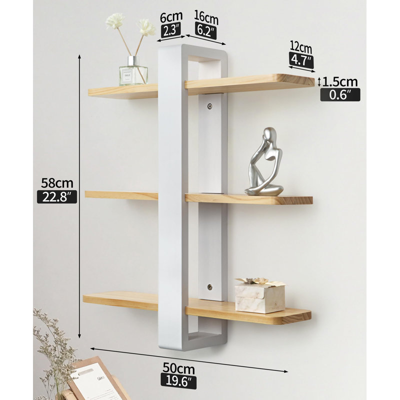 Candence Floating Shelf, White/Natural