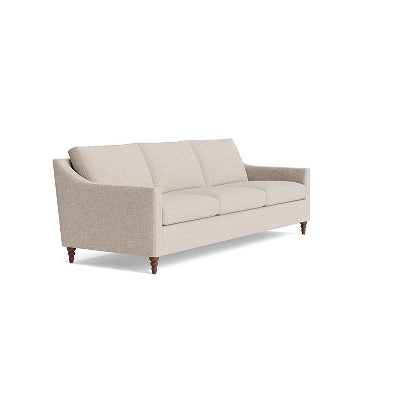 Vera Sofa (95"), Performance Weave - Natural, Walnut Finish (Turned)