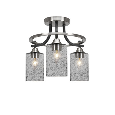 Yolane Paramount 3 Light Semi-Flush Shown In Brushed Nickel Finish With 4" Glass
