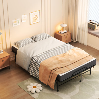 Grand lit pliant de 75 po x 46 po pour les personnes de grande taille, matelas en mousse viscoélastique de 5 po, 450 lb de poids lourds, sieste de bureau idéale très large avec de la mousse, capacité, facile à plier