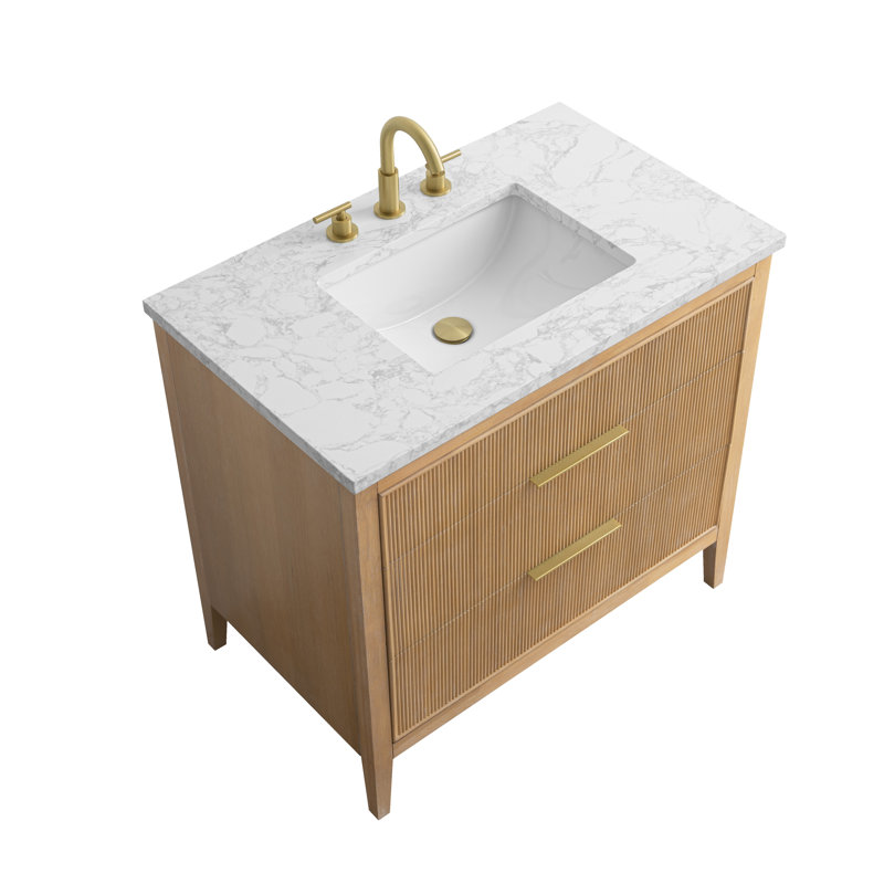 Emma 36" W Single Vanity, Classic Oak