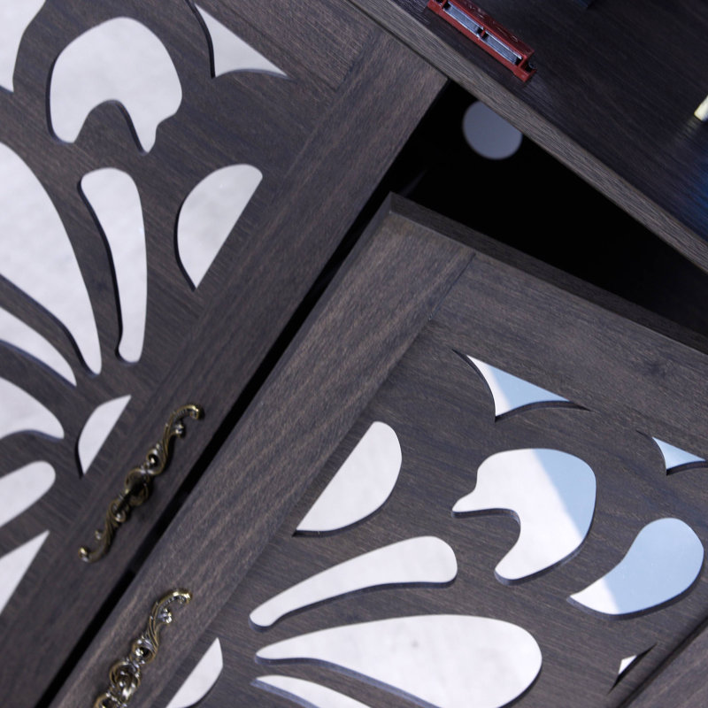 Buffet présentoir avec 4 portes en miroir en acrylique, armoire de rangement à tablettes réglables pour cuisine, salon, armoire de chambre à coucher, panneau de fibres à densité moyenne
