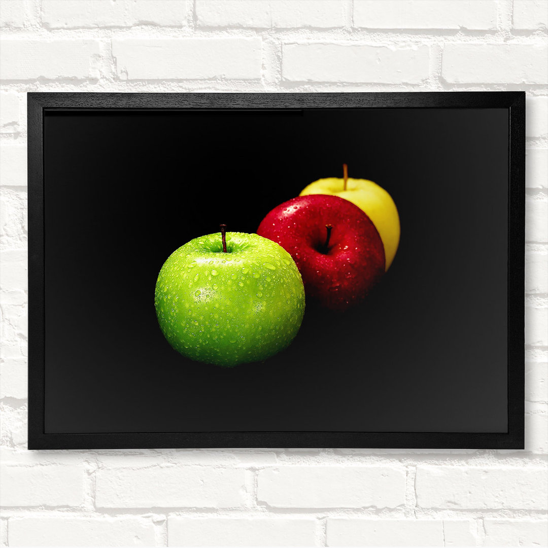 Trio Of Apples - Closed Corner Frame Kunstdrucke auf Holz