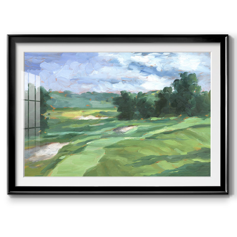 " Golf Course Study IV ", Black, 15" H x 21" W x 1.5" D