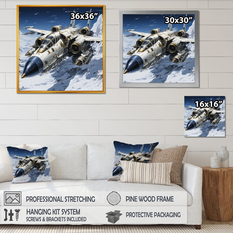 Avion militaire au combat - impression d'art mural militaire, Toile tendue, H 36 po x l 36 po x P 1,5 po