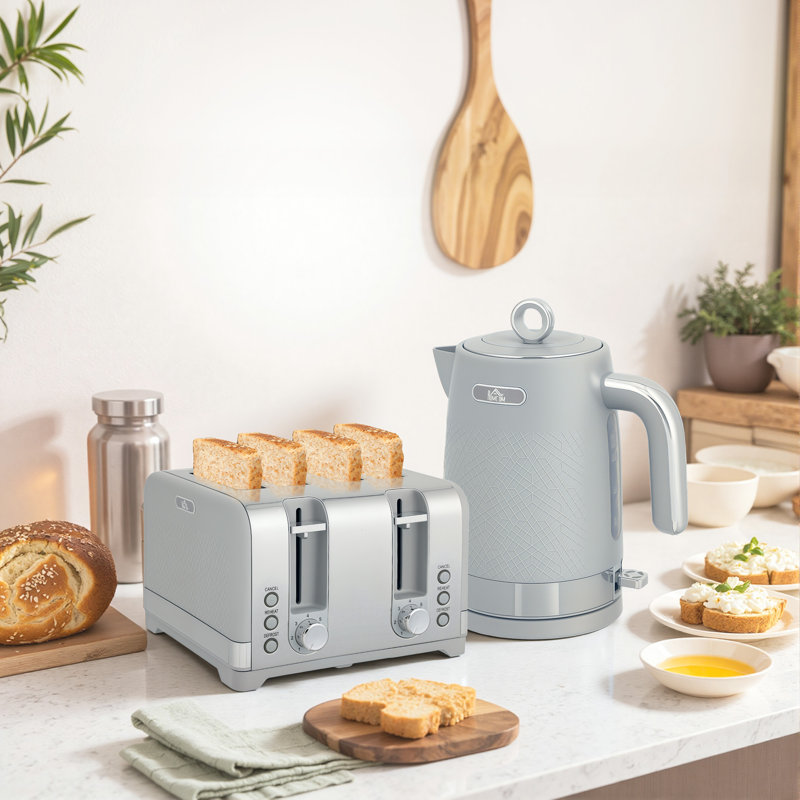 Kettle and Toaster Set, Grey/Silver