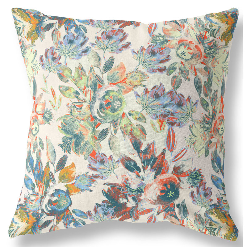 Housse et insert de coussin extérieur d'extérieur, 16 po x 16 po, Blanc/jaune/vert