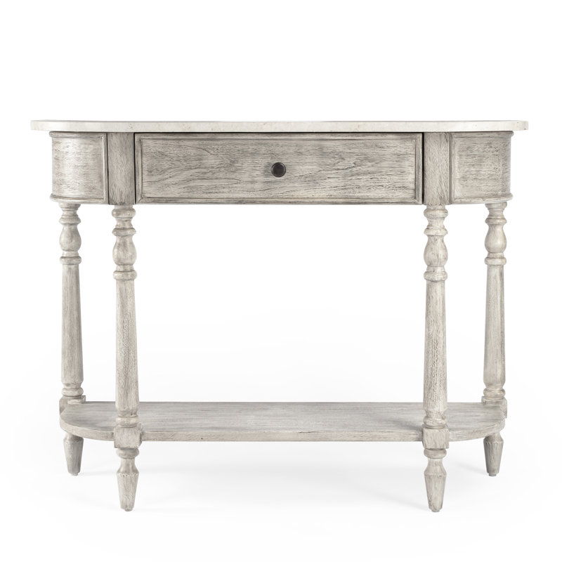 Danielle Marble 40" one- drawer Console Table, Rustic Gray