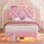 Lit plateforme tapissier en velours avec mobilier de chambre à coucher pour enfants Crown-1314945064-1314945058