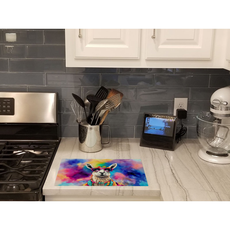 Hippie Animal Llama Glass Cutting Board