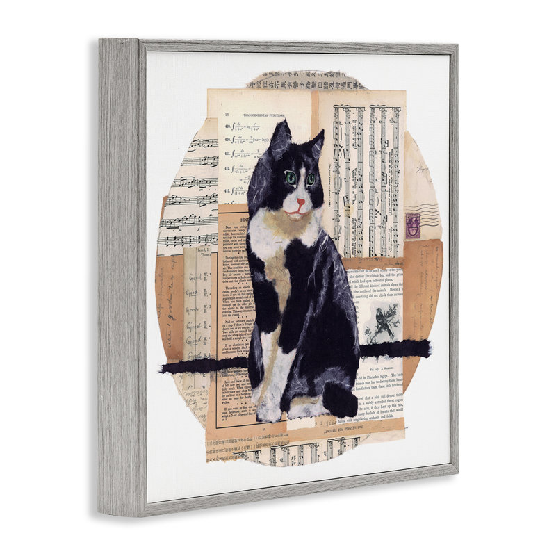 «Tuxedo Cat Collage Giclee Art» par Nancy Overton, Estampe numérique Farmhouse, H 17 po x l 17 po